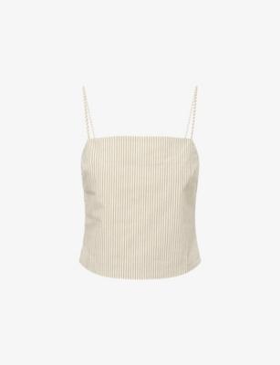 Elina Cotton Striped Tie-Back Crop Top by 4TH & RECKLESS