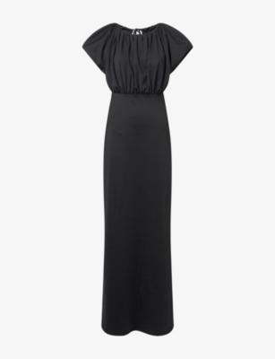 Violet Open-Back Satin Maxi Dress by 4TH & RECKLESS