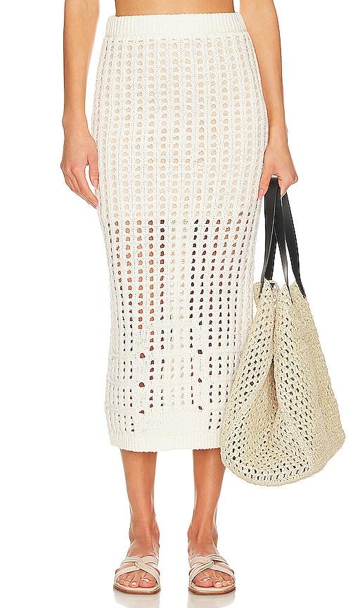 525 America Christina Open Stitch Skirt in White by 525 AMERICA