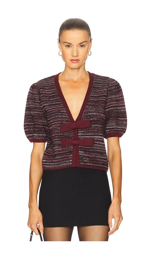 525 America Elaine Marled Bow Cardigan in Burgundy by 525 AMERICA