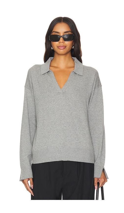 525 America Maddi Johnny Collar Pullover in Grey by 525 AMERICA