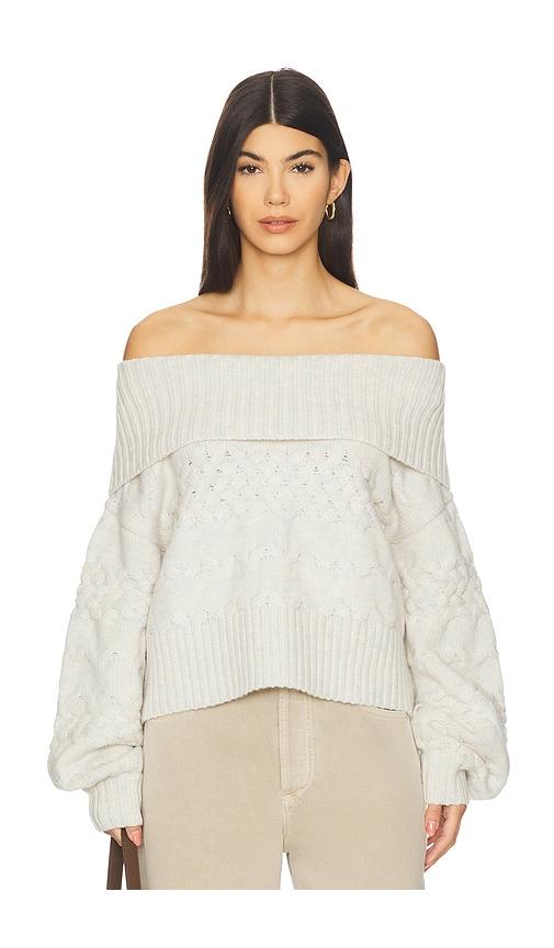 525 America Maureen Mixed Cable Cowl Neck Pullover in Ivory by 525 AMERICA