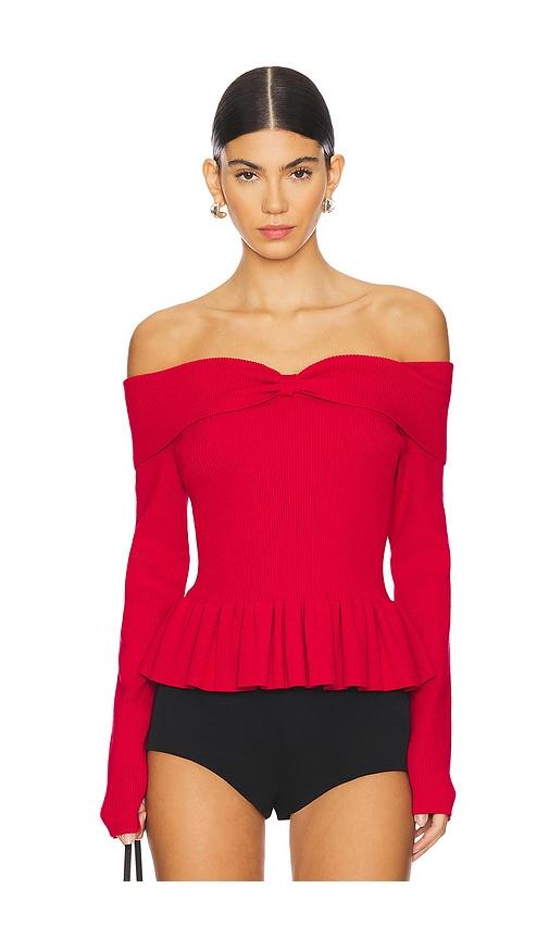 525 America Morgan Off Shoulder Peplum Top in Red by 525 AMERICA