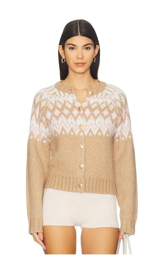 525 America Paris Fairisle Button Front Cardigan in Tan by 525 AMERICA