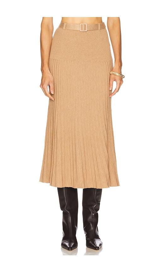 525 America Rory Pleated Midi Skirt in Tan by 525 AMERICA