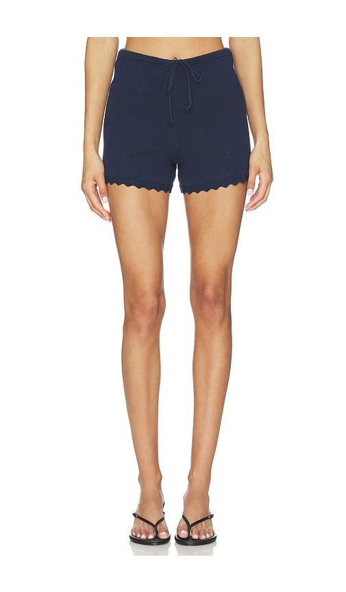 525 America Rosalia Lace Hem Shorts in Navy by 525 AMERICA