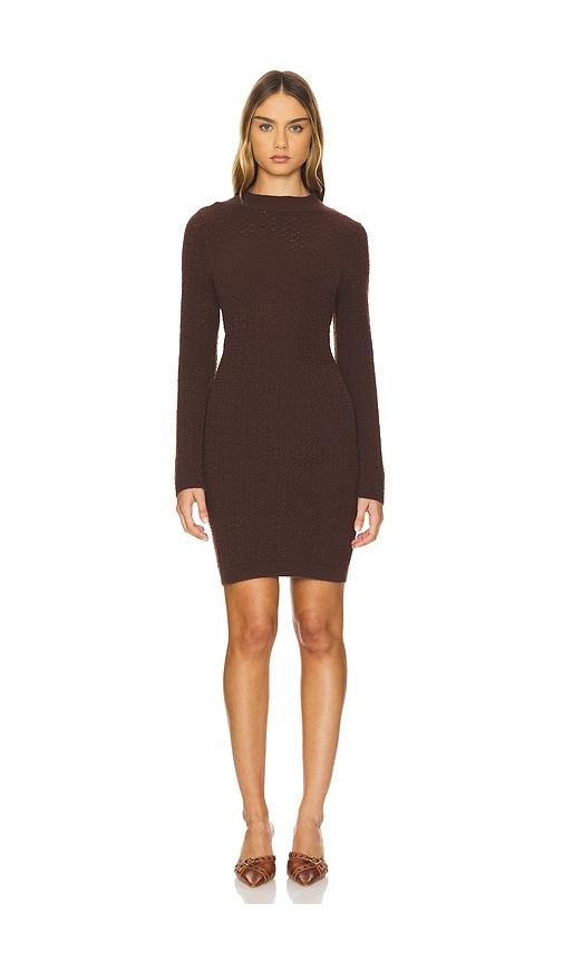 525 America Ryan Mock Neck Mini Dress in Brown by 525 AMERICA