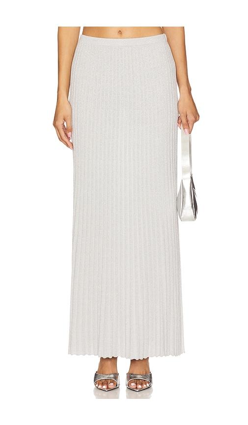 525 America Spencer Lurex Pleated Maxi Skirt in Metallic Silver by 525 AMERICA
