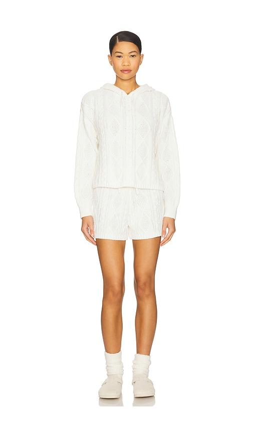 525 America Sutton Chenille Cable Hoodie & Short Set in White by 525 AMERICA