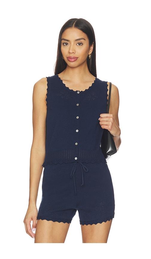 525 America Valentina Button Down Sleeveless Top in Navy by 525 AMERICA