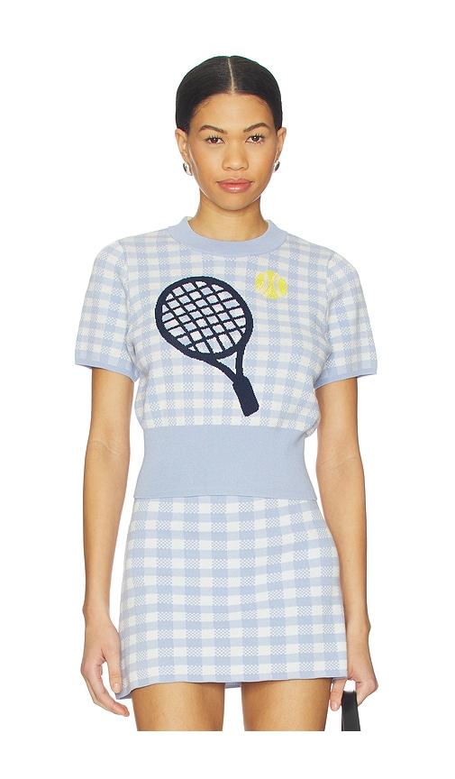 525 America Volley Graphic & Beaded Sweater Top in Baby Blue by 525 AMERICA