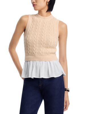 Camilia Mixed Media Cable Tank Top by 525 AMERICA