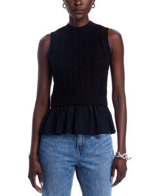 Camilia Mixed Media Cable Tank Top by 525 AMERICA