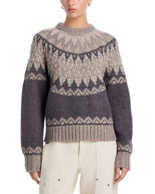 Lela Crewneck Raglan Patterned Pullover Sweater by 525 AMERICA