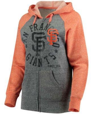 Women's Heather Gray, Orange San Francisco Giants Tri-Blend Raglan Fleece Full-Zip Hoodie by 5TH&OCEAN