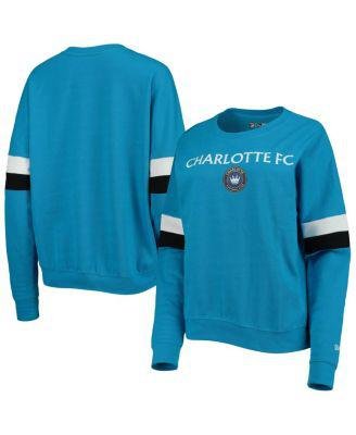 Women's by New Era Blue Charlotte FC Pullover Sweatshirt by 5TH&OCEAN