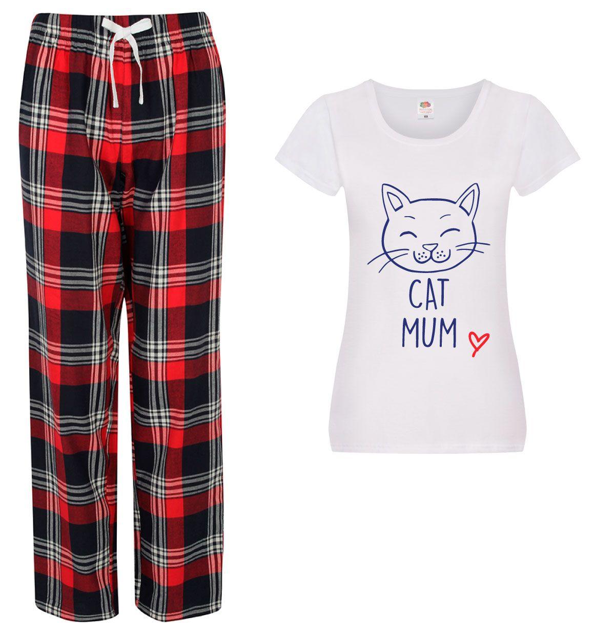 Cat Mum Pyjamas Ladies Tartan Trouser Bottoms Pyjama by 60 SECOND MAKEOVER Cat Mum Pyjamas Ladies Tartan Trouser Bottoms Pyjama by 60 SECOND MAKEOVER