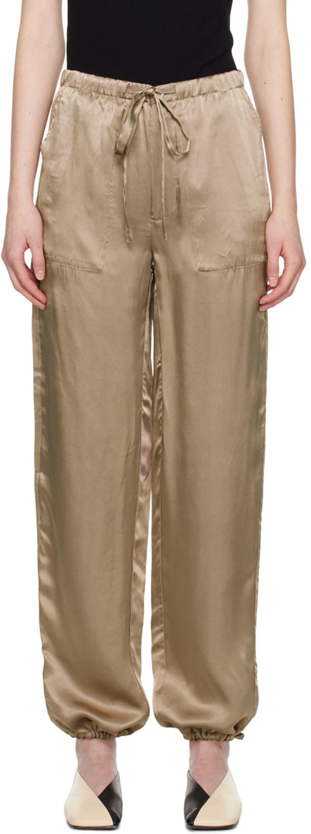 Beige Drawstring Reversible Trousers by 6397