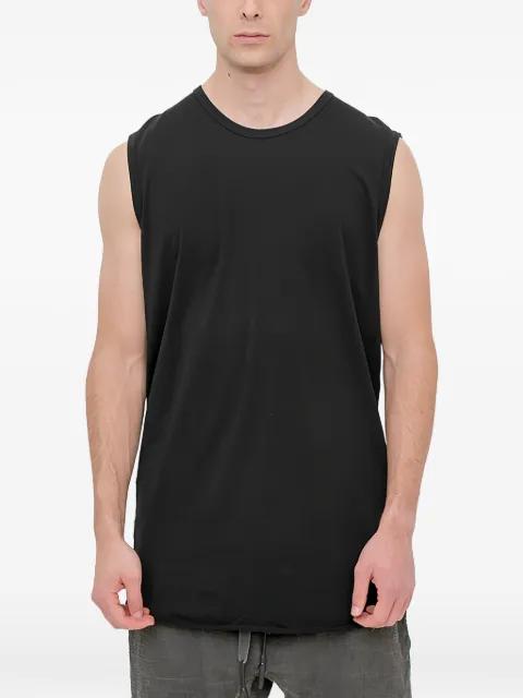 leather-trimmed sleeveless t-shirt by 69 BY ISAAC SELLAM