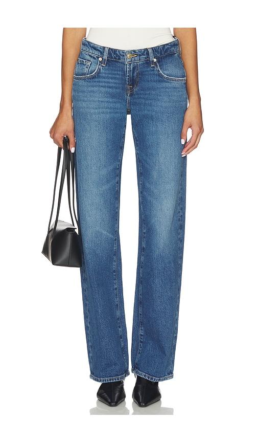 7 For All Mankind Low Straight Leg Jeans in Blue by 7 FOR ALL MANKIND