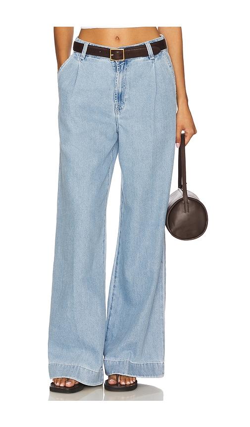 7 For All Mankind Pleated Trouser in Blue by 7 FOR ALL MANKIND