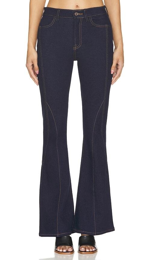 7 For All Mankind Seamed High Waisted Ali in Blue by 7 FOR ALL MANKIND
