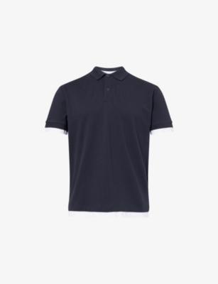 Double-Layer Collared Cotton Polo Top by 7 FOR ALL MANKIND