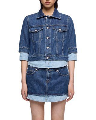 Double Layer Denim Trucker Jacket in Shadow by 7 FOR ALL MANKIND