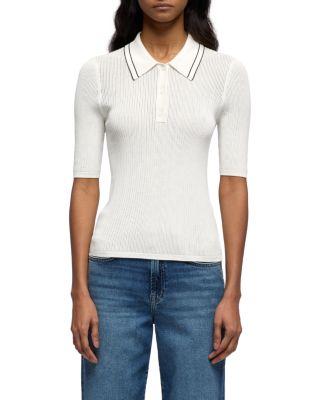 Piped Collar Short Sleeve Polo Sweater by 7 FOR ALL MANKIND
