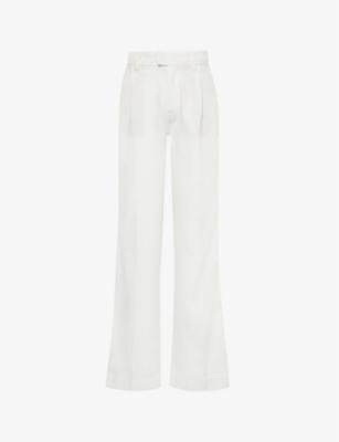 Pleated straight-leg mid-rise woven trousers by 7 FOR ALL MANKIND