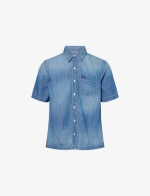 Short-Sleeve Soft Denim Shirt by 7 FOR ALL MANKIND