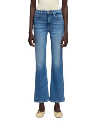 The Leggy Mid Rise Bootcut Crop Jeans in Coastline by 7 FOR ALL MANKIND