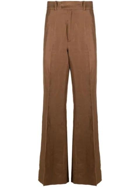 flared linen trousers by 73 LONDON