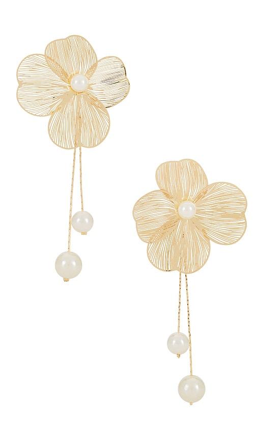 8 Other Reasons Florence Floral Earrings in Metallic Gold by 8 OTHER REASONS