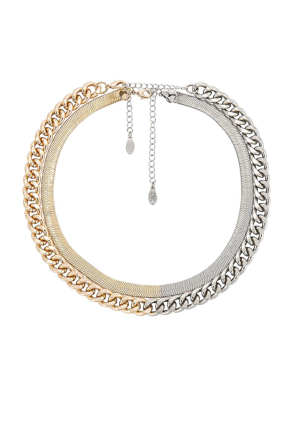 8 Other Reasons Two Tone Layered Necklace in Metallic Silver by 8 OTHER REASONS
