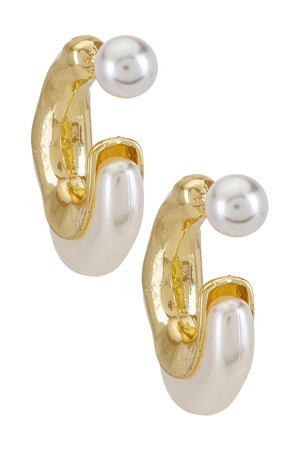 8 Other Reasons X REVOLVE Otter Pearl Hoop in Metallic Gold by 8 OTHER REASONS