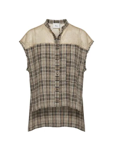 sequin-embellished check blouse by 8PM