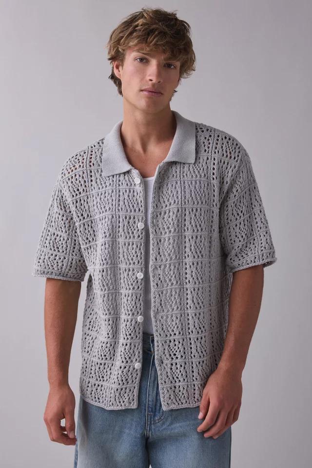 925 Originals Kurt Crochet Button-Down Polo Sweater by 925 ORIGINALS
