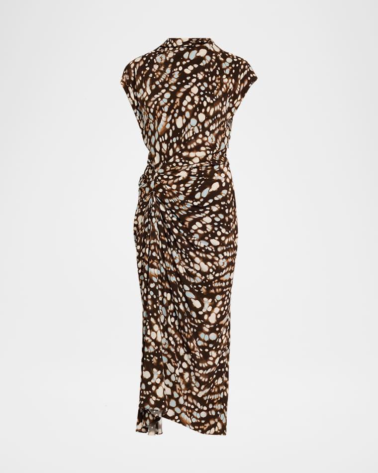 Alma Ruched Viscose Twill Midi Dress by A.L.C.