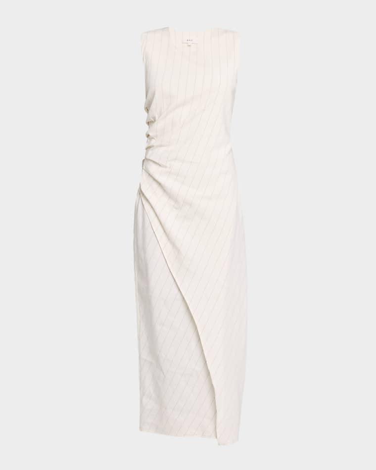 Caroline Pinstripe Linen-Blend Tank Dress by A.L.C.