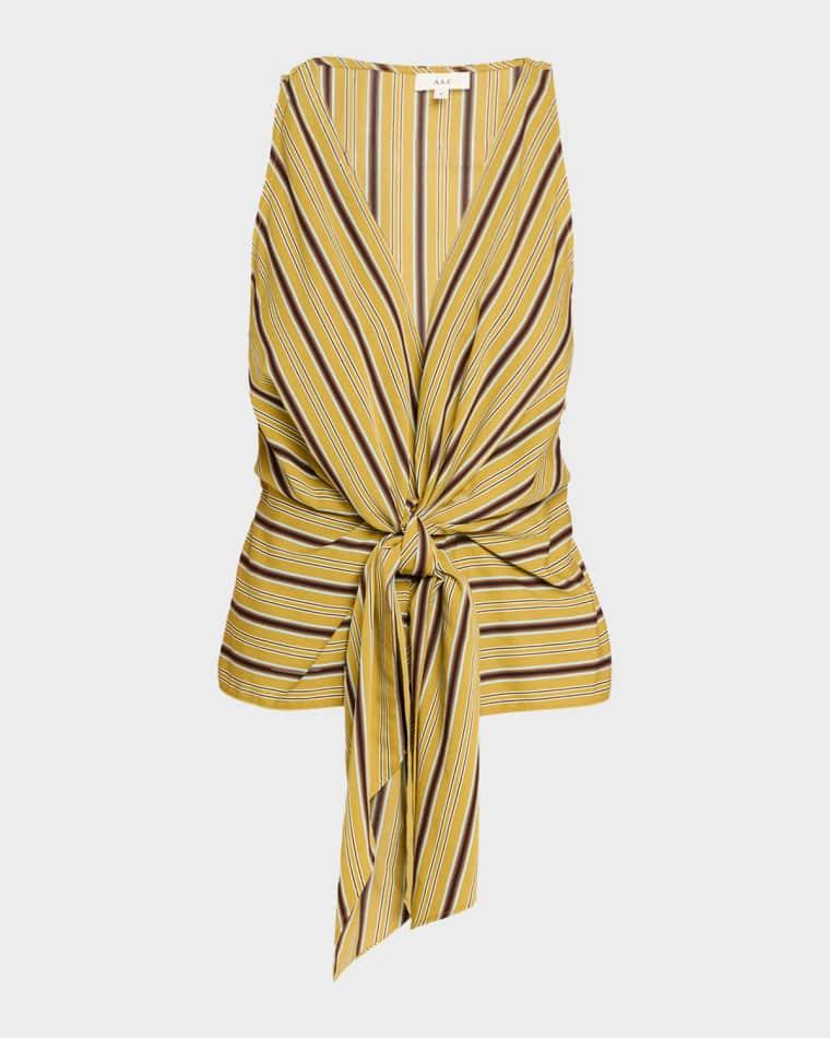 Elle Stripe Sleeveless Tie-Front Top by A.L.C.