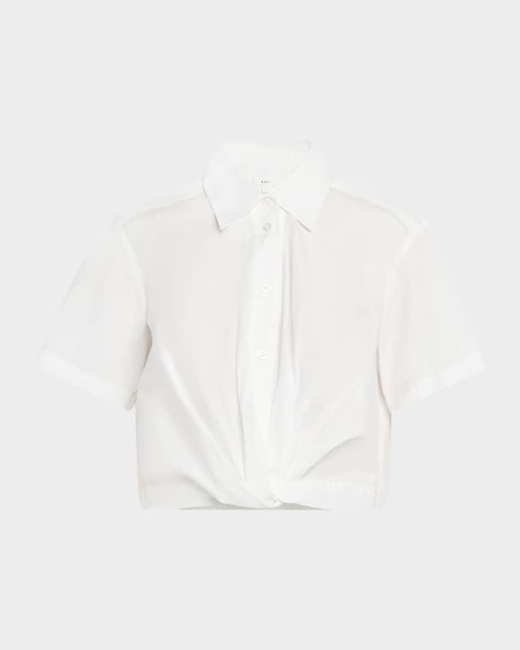 Lily Cropped Twist-Front Poplin Shirt by A.L.C.