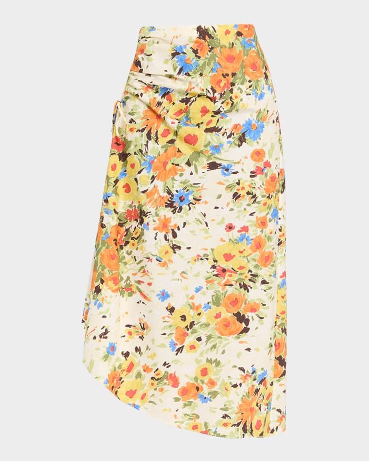 Naomi Floral Draped Midi Skirt by A.L.C.