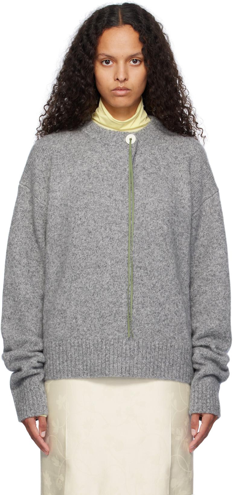 Gray One Button Sweater by A O YES