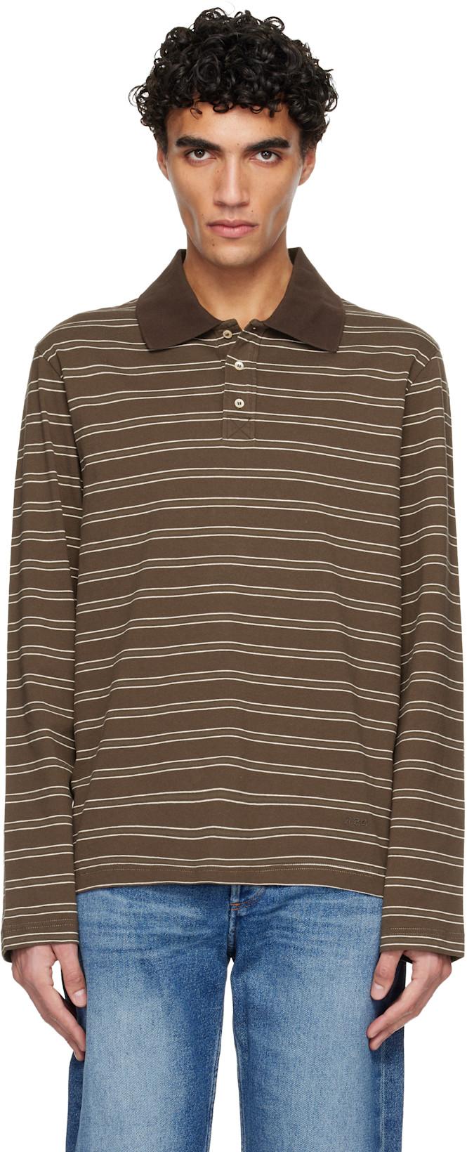 Brown Long-Sleeve Striped Polo by A.P.C.