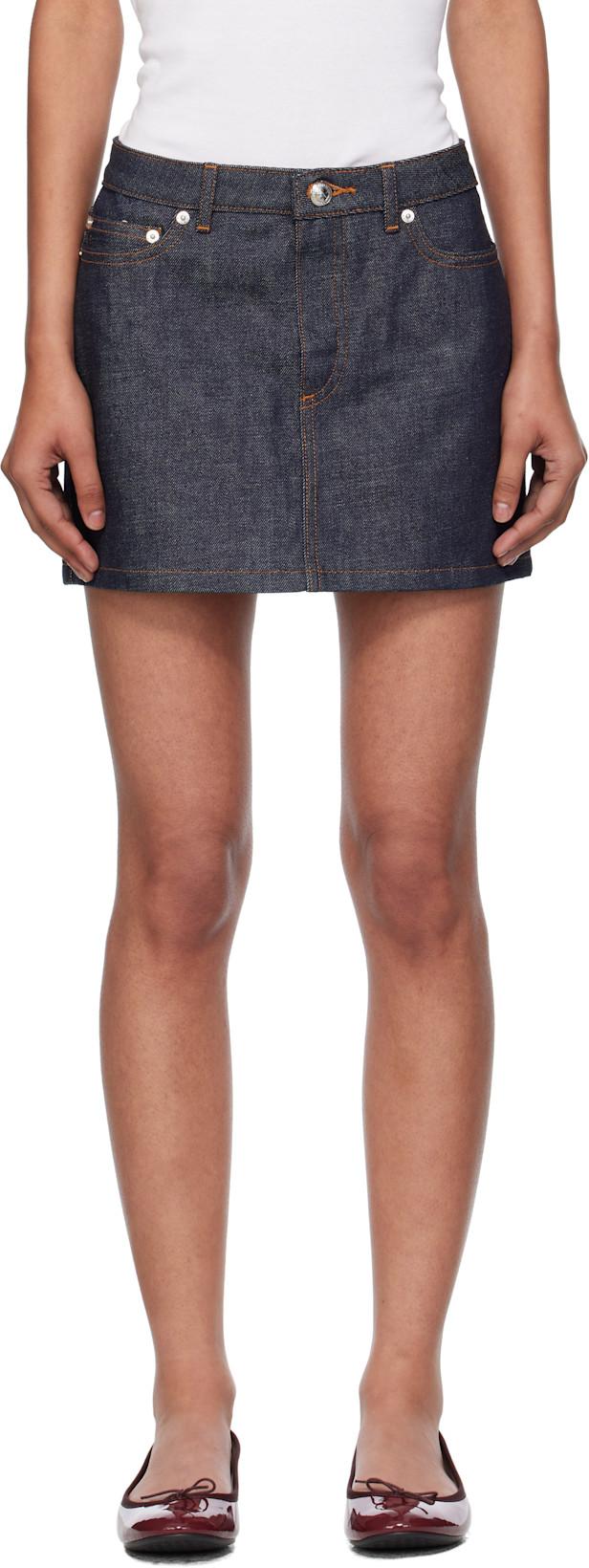 Navy High-Rise Denim Miniskirt by A.P.C.