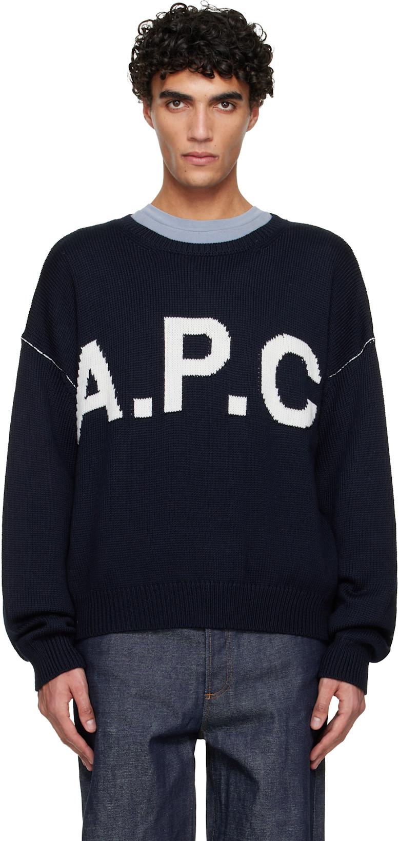 Navy Logo 'A.P.C.' Sweater by A.P.C.