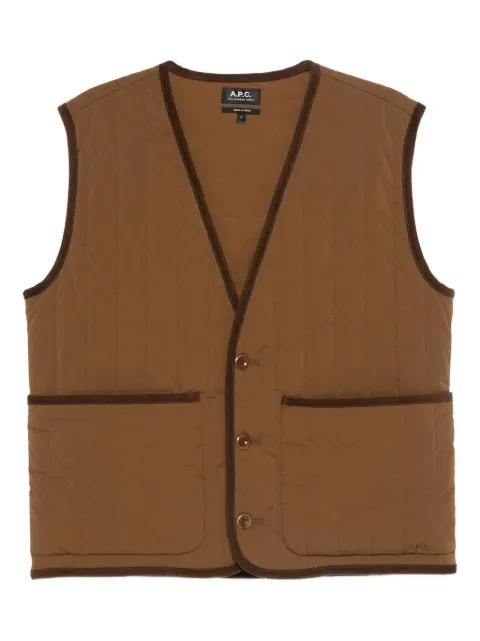 V-neck quilted-pattern gilet by A.P.C.
