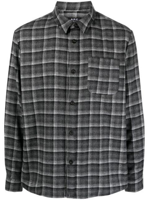 checked wool-blend shirt by A.P.C.