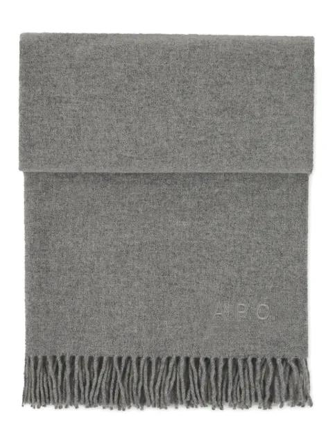 embroidered-logo fringed scarf by A.P.C.